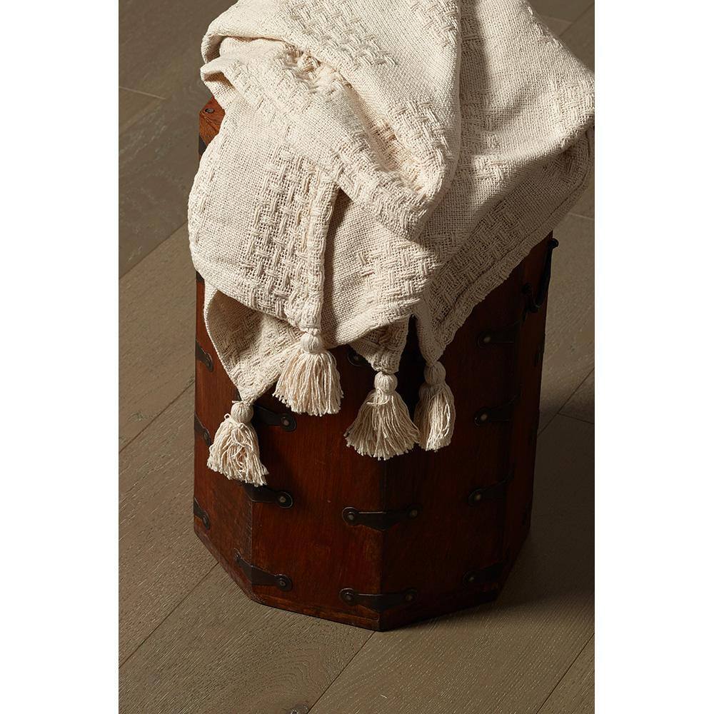 Cozy Harbor Organic Cotton Reversible Throw Blanket, Cream, 50" x 60"