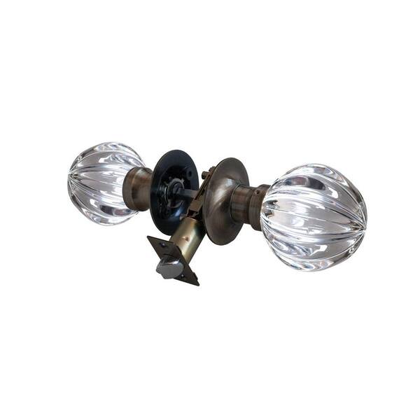 Krystal Touch of NY Wave Crystal Antique Brass Passive Door Knob with LED Mixing Lighting Touch Activated