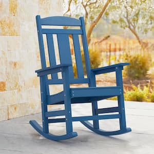 Navy Blue Plastic Adirondack Outdoor Rocking Chair Porch Rocker Patio Rocking Chairs