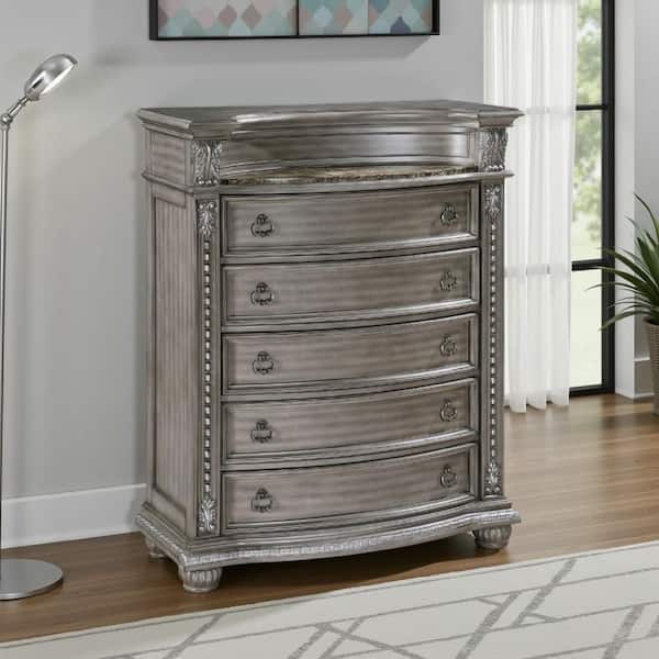 Gray 5-Drawers 20 in. Wide Chest of Drawers