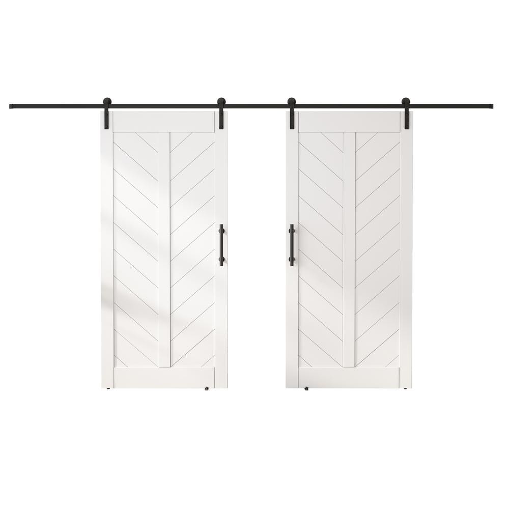 7 2in. x 84 in. MDF Sliding Barn Door with Hardware Kit, Covered with Water