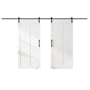 7 2in. x 84 in. MDF Sliding Barn Door with Hardware Kit, Covered with Water-Proof PVC Surface, White, V-Frame