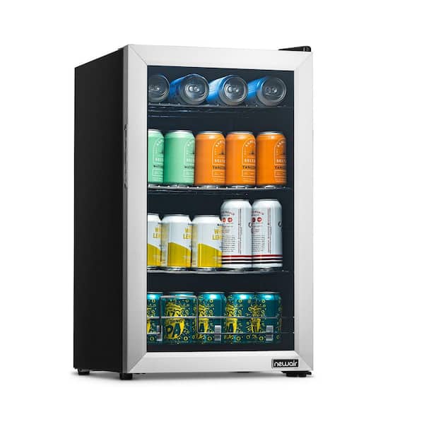 17 in. 100 (12 oz.) Can Beverage Cooler with Glass Door in Stainless Steel