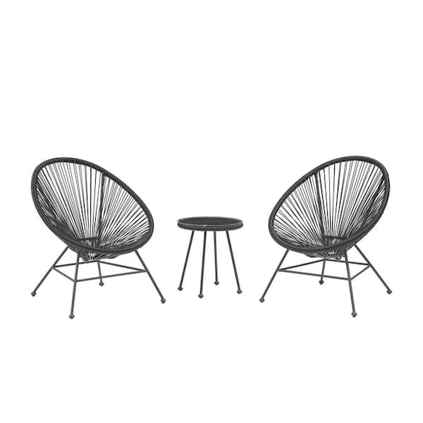 Linon Home Decor Maisie Black Frame 3-Piece Metal Patio Conversation Set