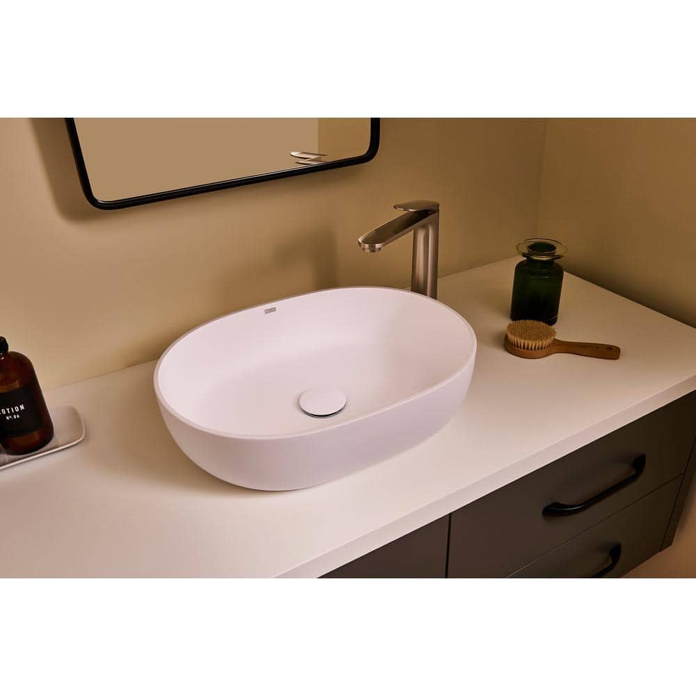 Ruvati 28" White Stone Above-Counter Vessel Sink