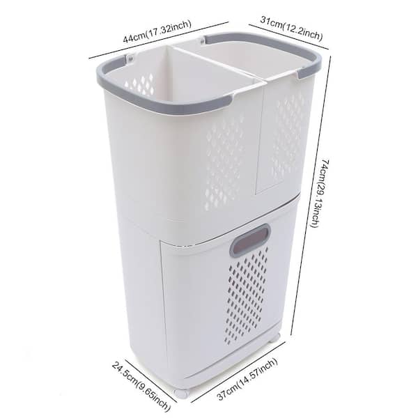  SAMMART 41L Collapsible 3 Handled Plastic Laundry Basket - Foldable  Pop Up Storage Container/Organizer - Portable Washing Tub - Space Saving  Hamper/Basket (3 handled rectangular, White/Lt. Purple) : Home & Kitchen