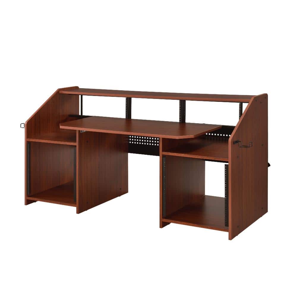 Music Desk with Cable Mgt, 2 Compartments, Shelf, Headphone Rack, Black