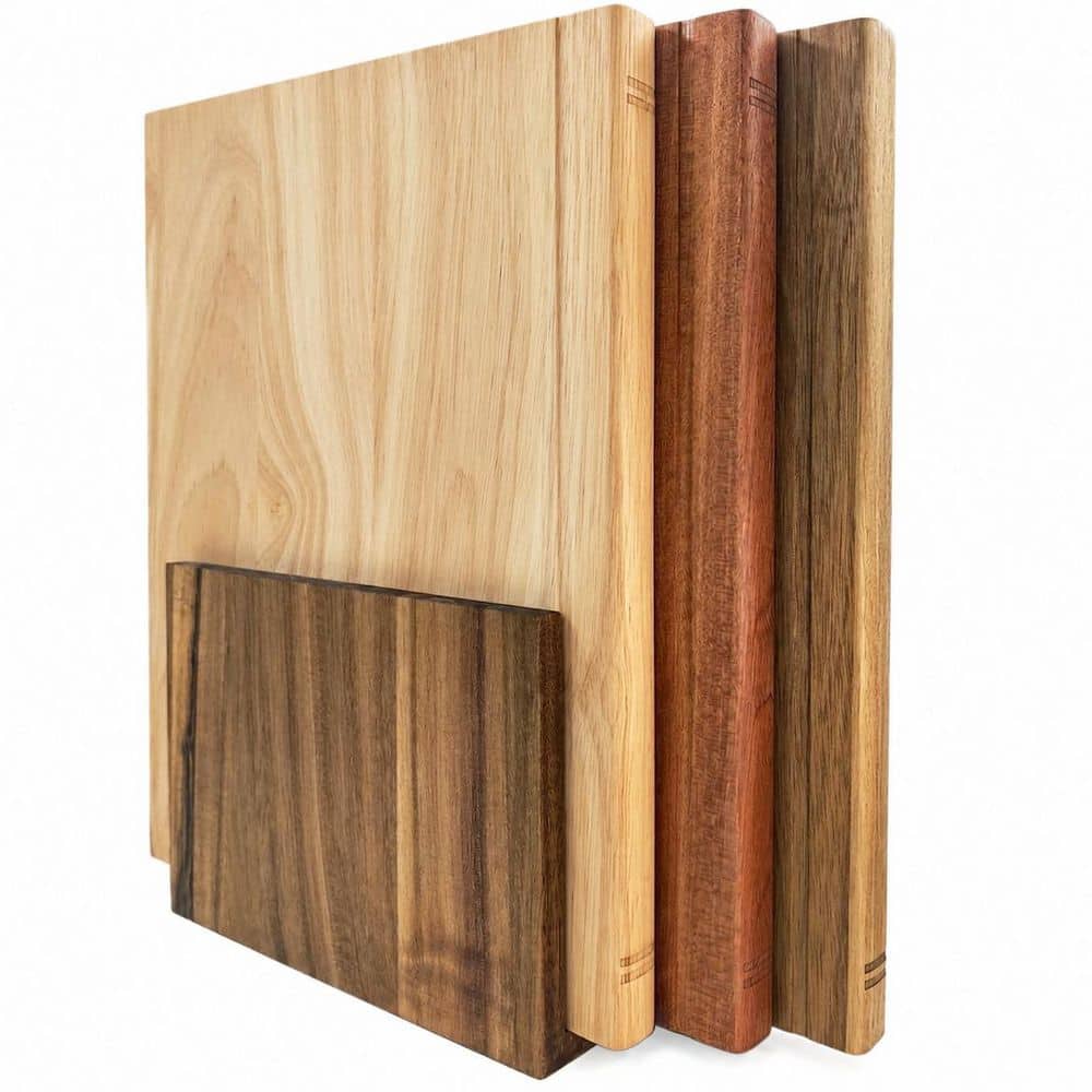 3-Piece Brown Solid Acacia Wood Cutting Board Set Kitchen with Book Design and Stand for Food Prep and Serving price history on PriceWatchPro