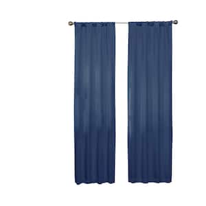 Darrell ThermaWeave Indigo Solid Polyester 37 in. W x 63 in. L Blackout Single Rod Pocket Curtain Panel