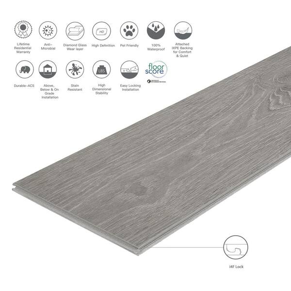 Waterproof High Definition Click Lock SPC Rigid Vinyl Plank Flooring, 5.5mm Thick, 6.62 Width, 48 Length