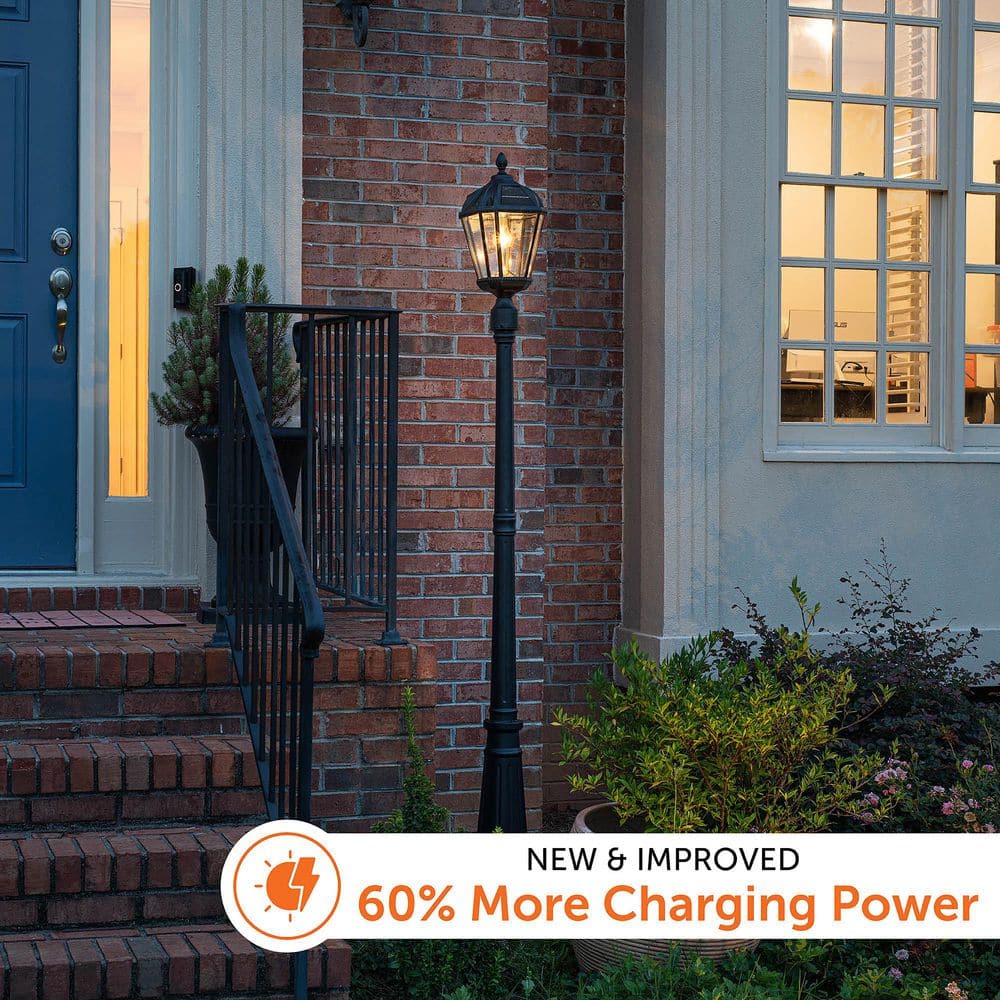 87-Inch Black Cast Aluminum LED Solar Lamp Post