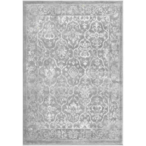 Garvee Wilton Vintage Gray 8 ft. x 10 ft. 2 in. Moroccan Trellis Area Rugs Low Pile Distressed Doormat Non-Shedding Accent Rug