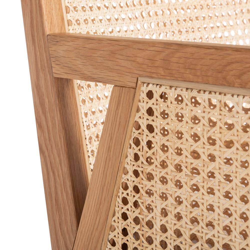 Natural Rattan and Cane Arm Chair with Linen Cushion