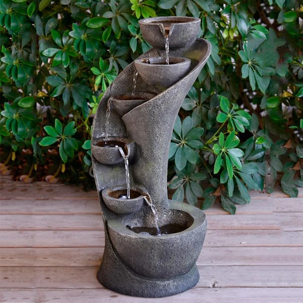 TIRAMISUBEST 23.5 in. H Resin Zen Fountain with LED Light