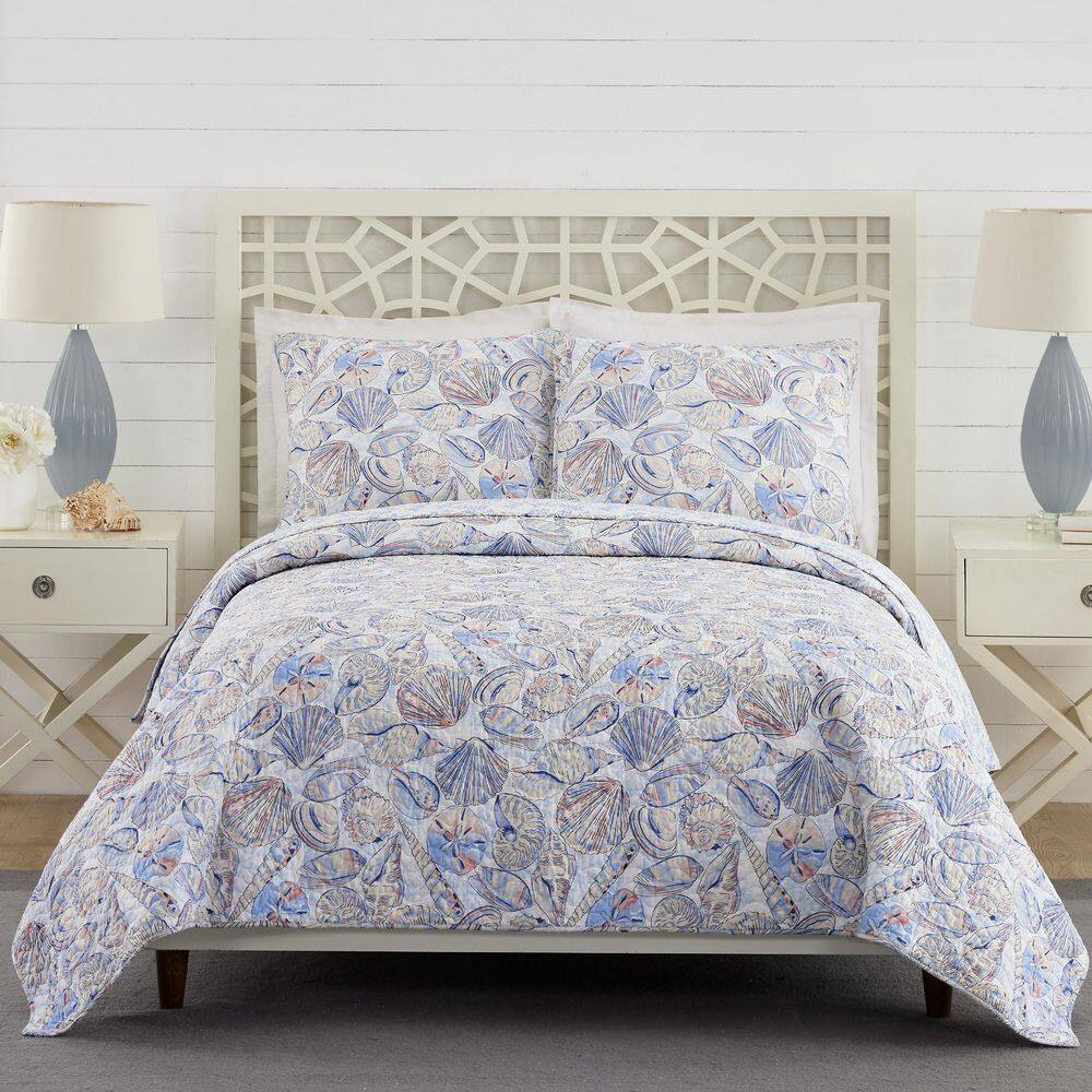 Vera Bradley Morning Shells 2Piece Blue Twin Quilt Set A045421BLNAS