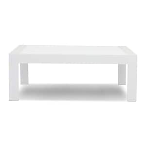43 in. W x 24 in. D x 16 in. H Rectangle Small Aluminum White End Coffee Table Furniture For Patio Garden Outdoor