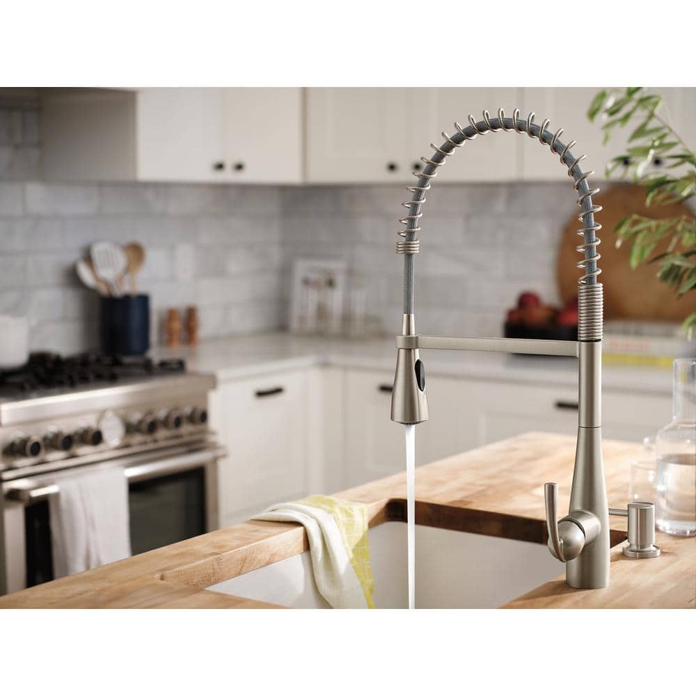 Essie Chrome High Arc Pull-Down Kitchen Faucet with Soap Dispenser