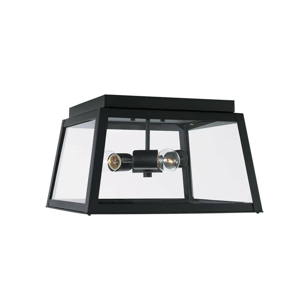 Leighton 14.5 in. W x 9 in. H Wide 3-Light Black Outdoor Flush Mount Light with Clear Glass price history on PriceWatchPro