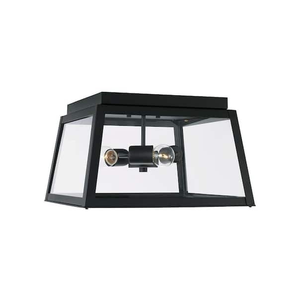 Capital Lighting Fixture Company Leighton 14.5 in. W x 9 in. H Wide 3-Light Black Outdoor Flush Mount Light with Clear Glass