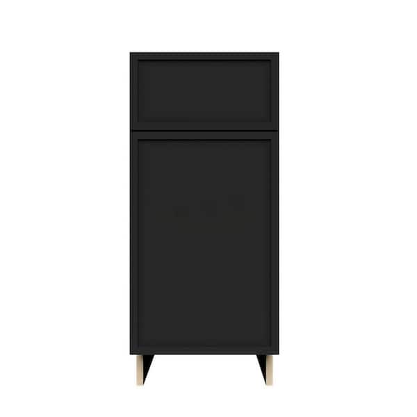 Slim Shaker Assembled 18 in. W x 34.5 in. H x 24 in. D Base Kitchen Cabinet in Black