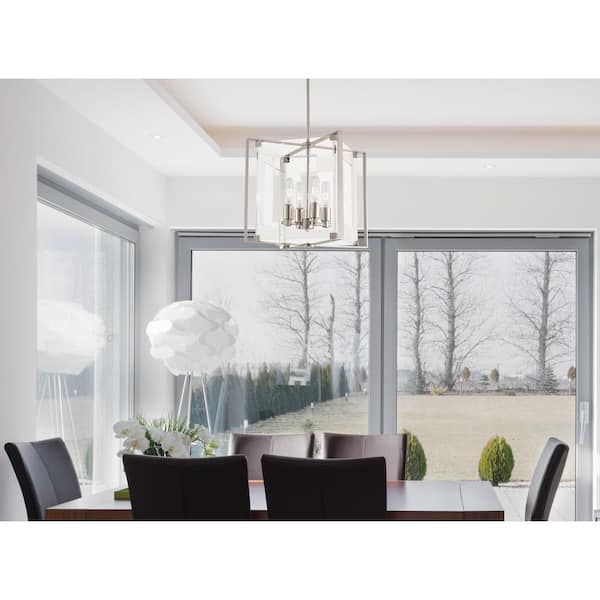 Crystal-Clear 4-Light Polished Nickel Pendant