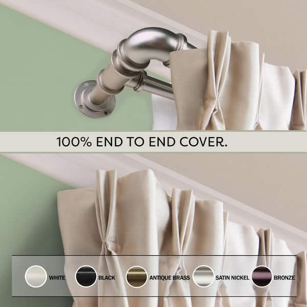 1 inch Pipe Double Blackout Curtain Rod 84-120 inch-Satin Nickel (3pcs)