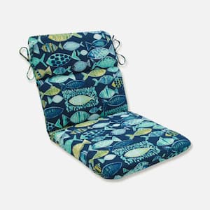 Tropical Outdoor/Indoor 21 in. W x 3 in. H Deep Seat, 1 Piece Chair Cushion with Round Corners in Blue/Green Hooked