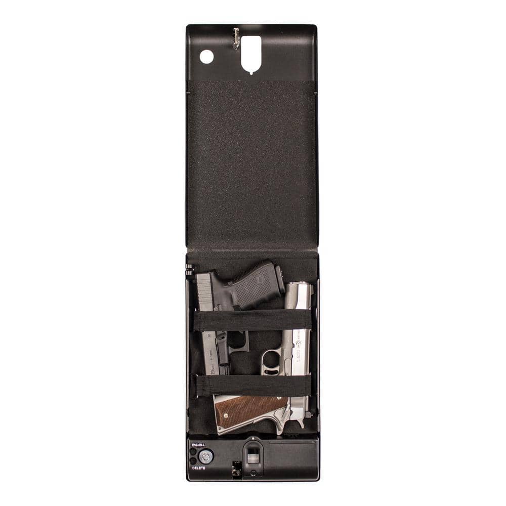 Compact Black Powder-Coated Biometric Pistol Safe