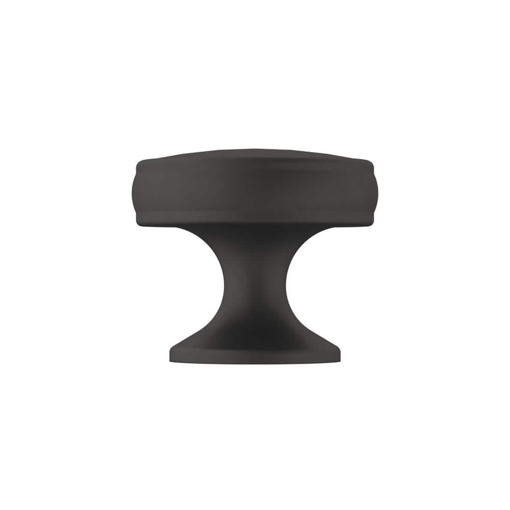 Matte Black Round Cabinet Knob with Mounting Hardware