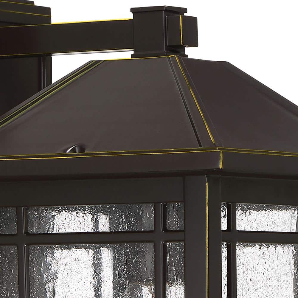 Bronze 13" Metal Outdoor Wall Lantern with Seedy Glass