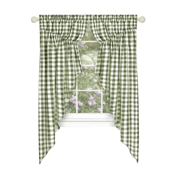 ACHIM Buffalo Check 72 in. W x 63 in. L Polyester/Cotton Light Filtering Window Panel in Sage