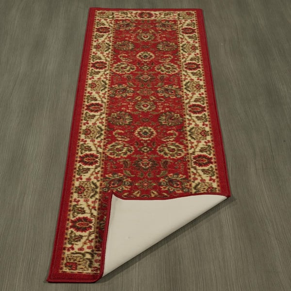 Ottomanson Ottohome Collection Rubberback Paisley Red 1 ft. 8 in 