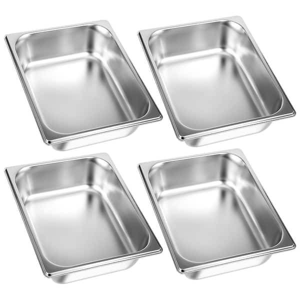 Half Size Hotel Pans 4 qt. Silver Stainless Steel Steam Table Pan with Anti-Jam for Catering Buffet Set Chafing Dishes