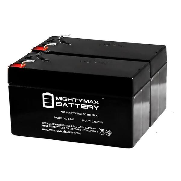 MIGHTY MAX BATTERY 12V 1.3Ah Replacement Battery compatible with Panasonic LC-R121R3P Black Medium VRLA - 2 Pack