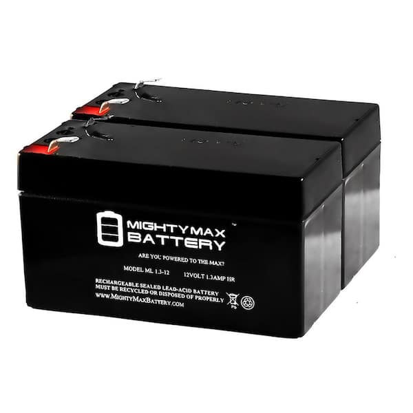 MIGHTY MAX BATTERY 12-Volt 1.3Ah Replacement Battery for DURA12-1.3F - 2 Pack