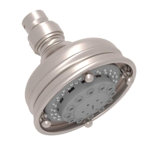 3-Spray 4.1 in. Single Wall Mount Fixed Rain Shower Head in Satin Nickel