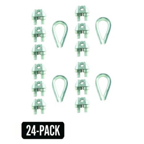 1/4 in. Zinc-Plated Wire Rope U-Bolt Clamp Set (24-Pack)