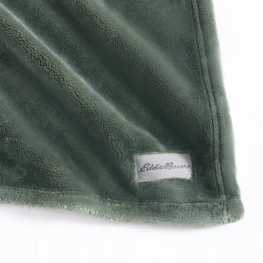 Luxurious Sherpa Fleece Reversible Throw Blanket, Green, 50"x60"