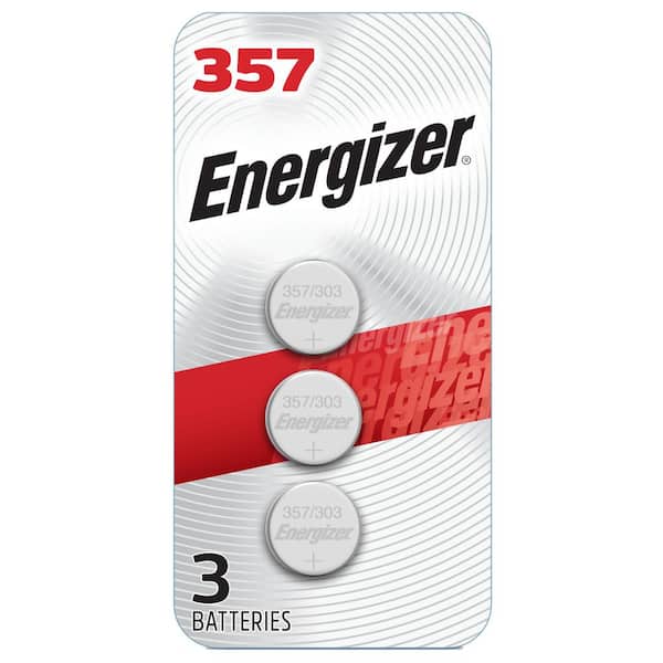 Energizer 357/303 Batteries (3-Pack), 1.5V Silver Oxide Button Cell Batteries