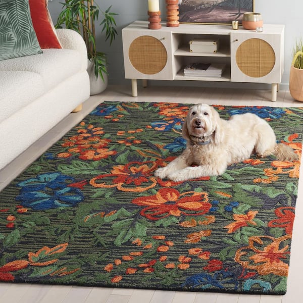SAFAVIEH Jardin 3 ft. x 5 ft. Blue/Orange Floral Modern Area Rug