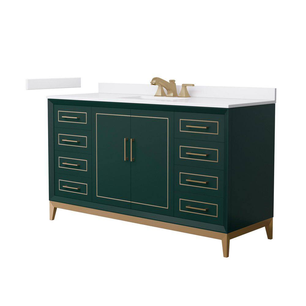 Marlena 60 in. Single Freestanding Green Bath Vanity with White Cultured Marble Top Assembled price history on PriceWatchPro