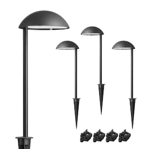 200 Lumens Black Integrated LED Outdoor Spotlight with Mashroom Rounded Hat (4-Pack)