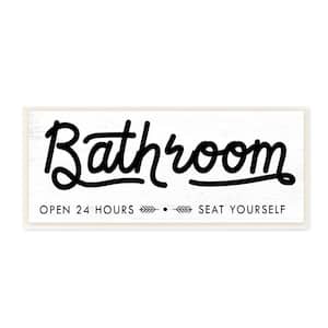 Seat Yourself Bathroom Sign Minimal Black White By Daphne Polselli Unframed Print Abstract Wall Art 7 in. x 17 in.
