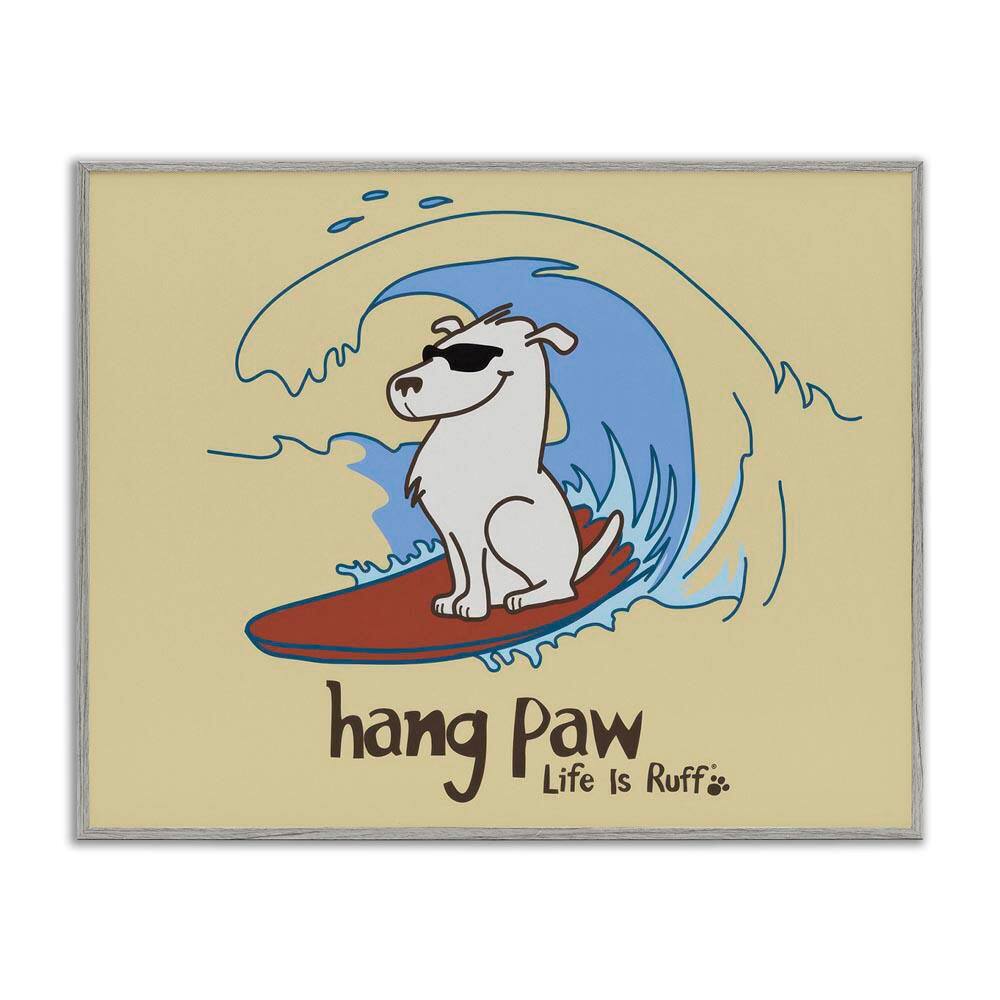 Hang Paw Surfing Dog by LIR Gray Framed Animal Giclee Art Print 16 in. x 20 in. price history on PriceWatchPro