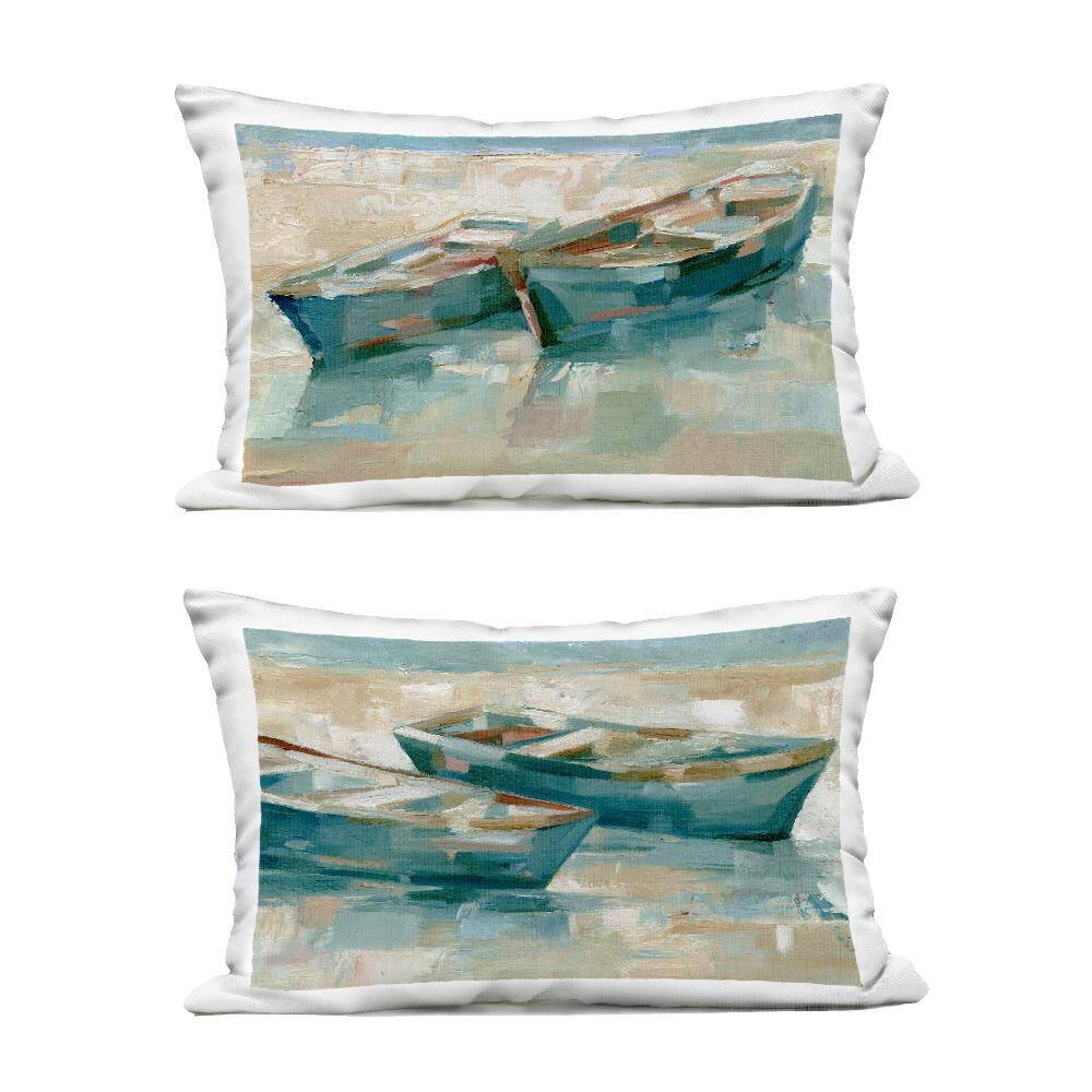 Rowboat Pairs Washed Ashore Blue Rectangular Outdoor Throw Pillow (2-Pack) price history on PriceWatchPro