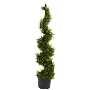 4 ft. Artificial Green Cypress Spirial Silk Tree