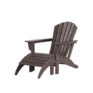 Vesta Dark Brown Plastic Outdoor Adirondack Chair With Ottoman