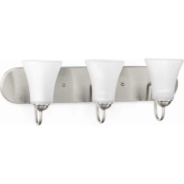 Progress Lighting Classic Collection 3-Light Brushed Nickel Etched Glass Traditional Bath Vanity Light