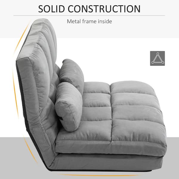 HOMCOM 51.25 Beige Suede Double Floor Sofa Bed with 7-Position Adjustable  Backrest 833-932V80BG - The Home Depot