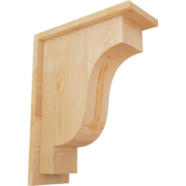 Ekena Millwork 6 in. x 14 in. x 18 in. Douglas Fir Newport Rough Sawn Corbel with Backplate